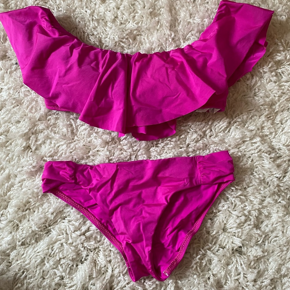 Trina Turk Off Shoulder Bikini, Pink, size 8